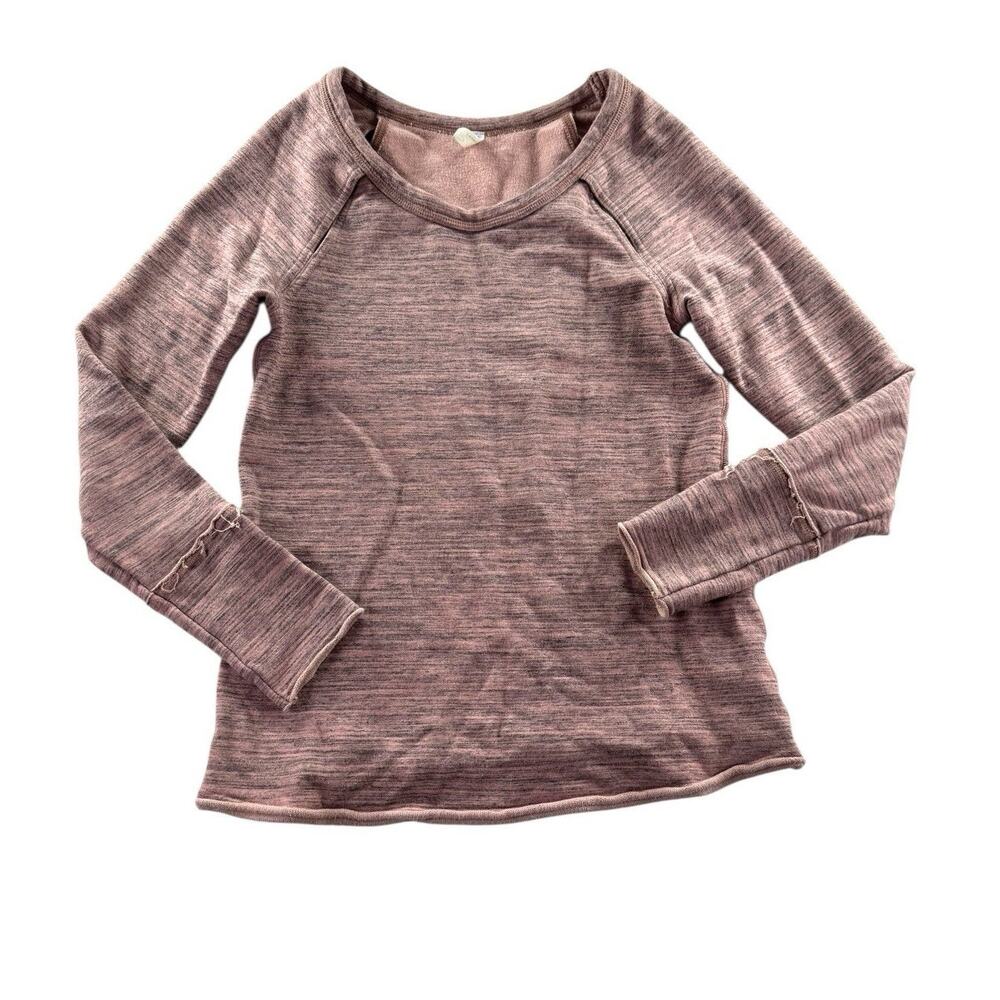 FP Movement Long Sleeve Shirt Womens L Mauve Pink Space Dyed Peek A Boo Top